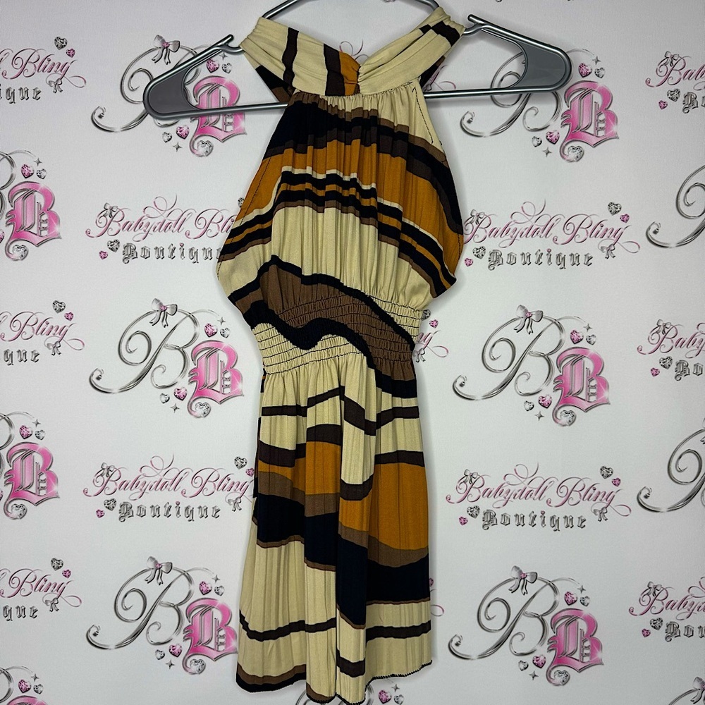 Tank top open criss cross back sexy waist tie up ribbon brown cream y2k luxury